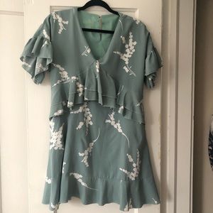 Mint green flutter sleeve shift dress